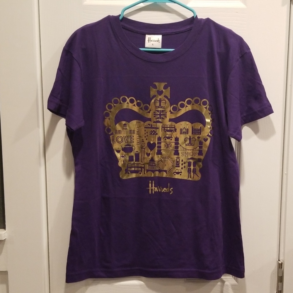 Womans cut Purple Harrods of London cotton tshirt